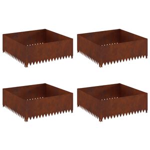 vidaXL Raseneinfassung 4 stk. 100 x 100 x 35 cm Stahl Rostig