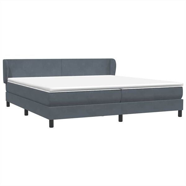 vidaXL Boxspringbett mit Matratzen Dunkelgrau 180x210 cm Samt