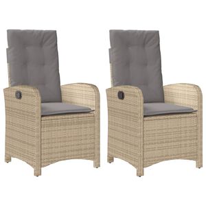 vidaXL Gartensessel Kissen 2Stk. Verstellbar Beigemischung Poly Rattan