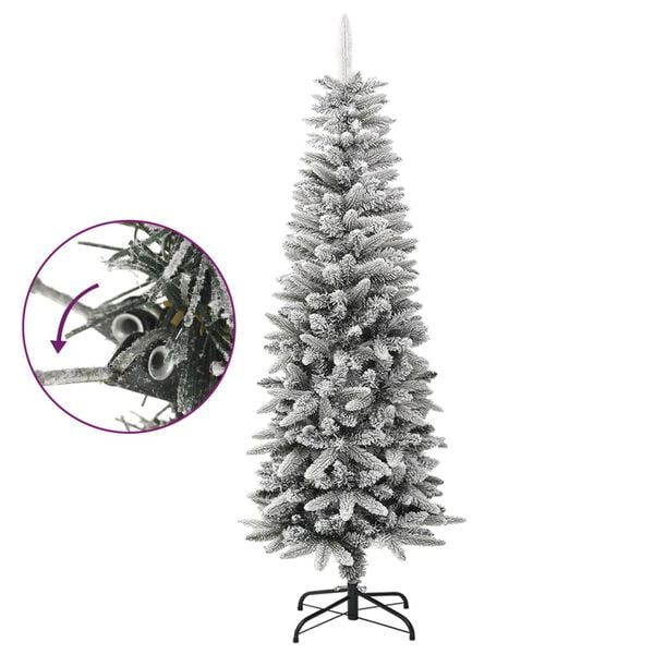 vidaXL Künstlicher Weihnachtsbaum Schlank mit Schnee 150 cm PVC & PE