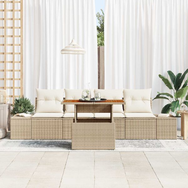 vidaXL Garten-Sofa-Set mit Speicher 5 pcs Beige Poly Rattan