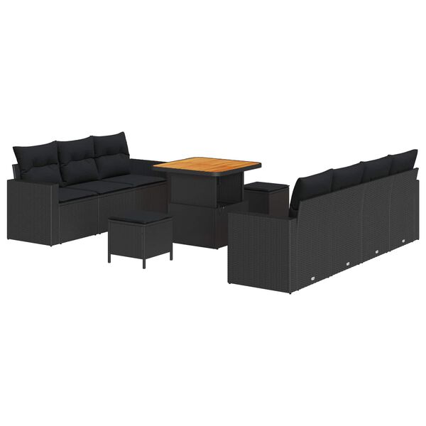 vidaXL Garten-Sofa-Set 10 pcs Schwarz Poly-Rattan