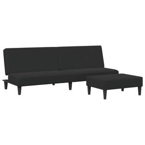 vidaXL Schlafsofa 2-Sitzer mit Fu&szlig;hocker Schwarz Samt
