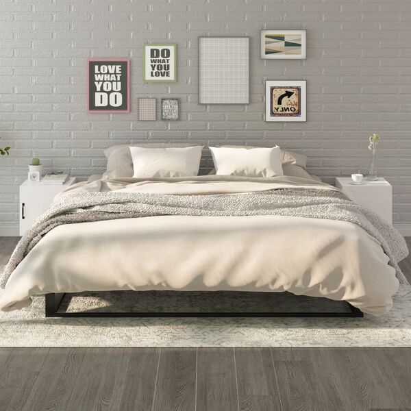 vidaXL Nachttische 2 Stk. Hochglanz-Wei&szlig; Holzwerkstoff