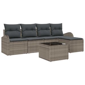 vidaXL Sofa Set mit Kissen mit Speicher 6 pcs Grau Poly-Rattan