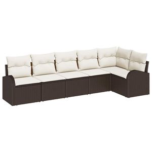 vidaXL Gartensofa-set mit Kissen 6 pcs Braun und Wei&szlig; Poly-Rattan