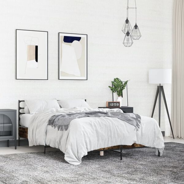 vidaXL Bettgestell R&auml;uchereiche 120x200 cm Holzwerkstoff und Metall