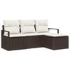 vidaXL Sofa Set 4 Stk. Braun und Creme Poly-Rattan