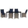 vidaXL Tisch- und Stuhlset mit Kissen 7 pcs Grau PE-Rattan