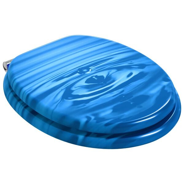 vidaXL Toilettensitze Soft-Close-Deckel 2 Stk. MDF Blau Wassertropfen