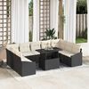 vidaXL Garten-Sofa-Set mit Kissen mit Kissen 10 pcs Schwarz und Creme
