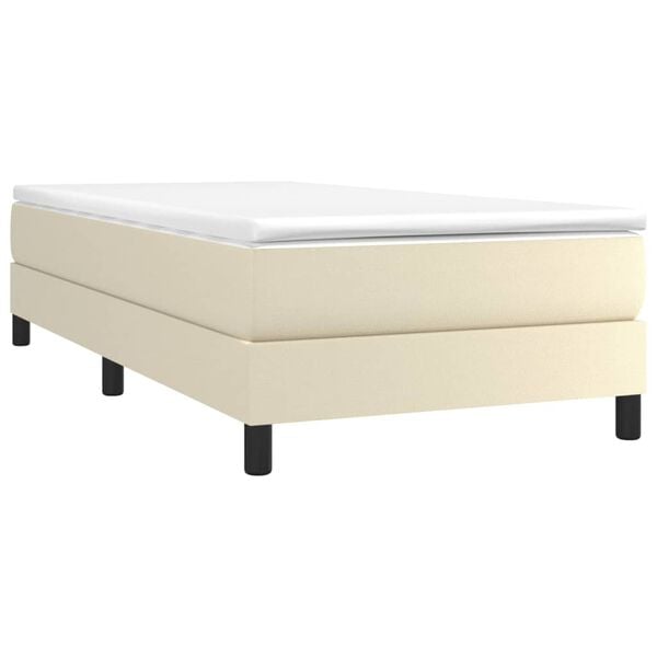 vidaXL Boxspringbett mit Matratze Creme 80x200 cm Kunstleder