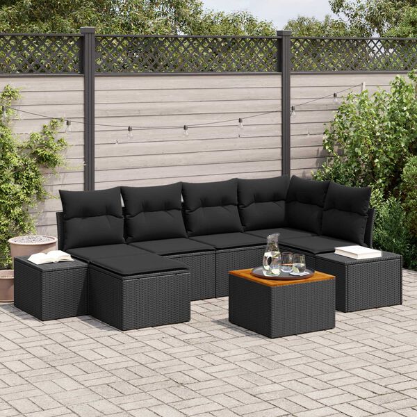 vidaXL Garten-Sofa-Set 7 pcs Schwarz