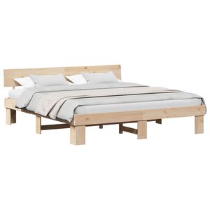 vidaXL Bettrahmen mit Kopfteil Natur 180 x 200 cm Massives Kiefernholz