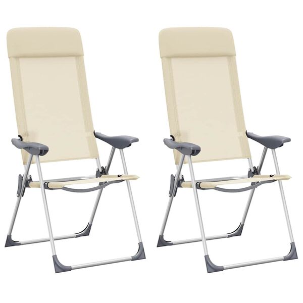 vidaXL Klappbare Campingst&uuml;hle 2 Stk. Aluminium Creme