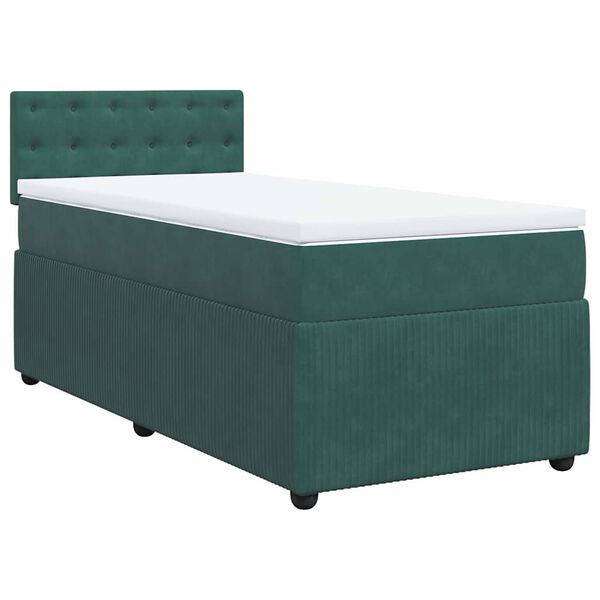vidaXL Boxspringbett mit Matratze Dunkelgr&uuml;n 90x190 cm Samt
