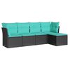 vidaXL 5-tlg. Garten-Sofagarnitur mit Kissen Schwarz Poly Rattan