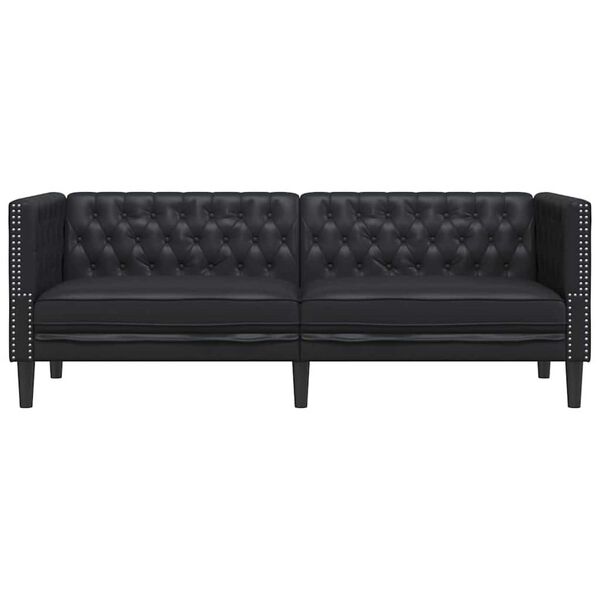 vidaXL Chesterfield-Sofa Schwarz 194 x 74.5 x 70.5 cm Kunstleder