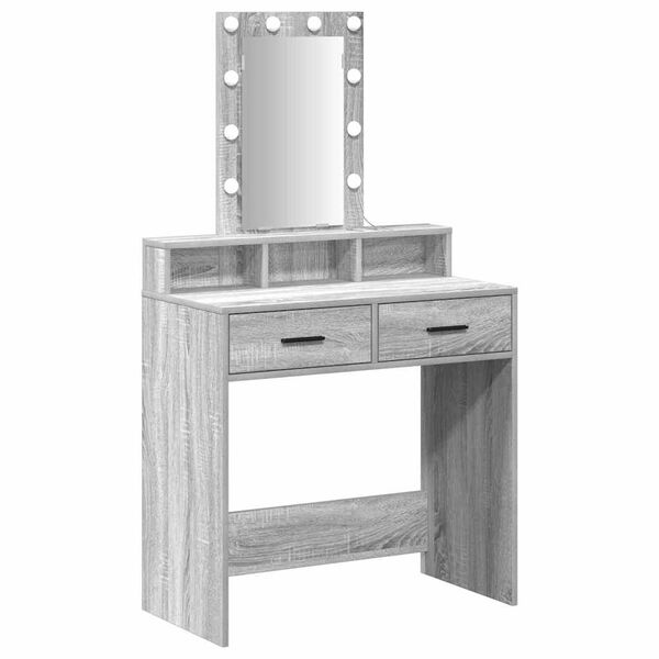 vidaXL Schminktisch mit Schubladen Grau 79 x 41 x 140 cm Holzwerkstoff