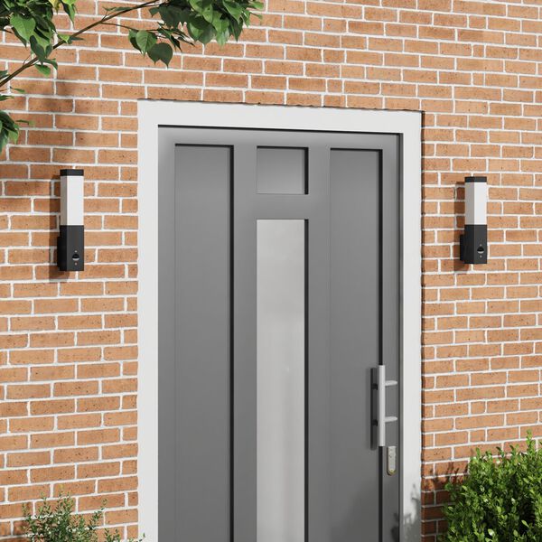 vidaXL Außenwandleuchte 2 pcs Schwarz 10,5 x 6 x 33 cm