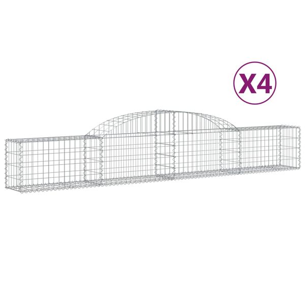 vidaXL Gabionen mit Hochbogen 4 Stk. 300x30x40/60 cm Verzinktes Eisen