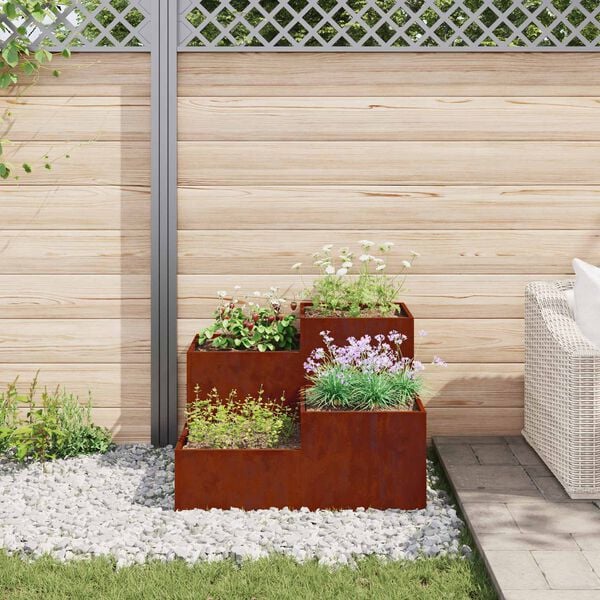 vidaXL Gartenblumentopf Rostig 100 x 100 x 60 cm Wetterfeststahl