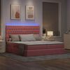 vidaXL Bett mit LED-Lichtleisten mit Kopfteil Rosa 200 x 200 cm Samt