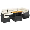 vidaXL 7-tlg. Garten-Sofagarnitur mit Kissen Schwarz Poly Rattan