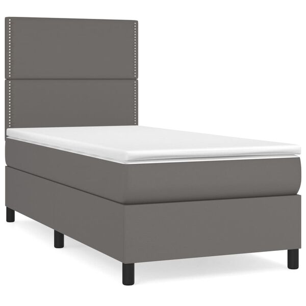 vidaXL Boxspringbett mit Matratze Grau 80x200 cm Kunstleder