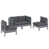 vidaXL 4-tlg. Garten-Lounge-Set mit Kissen Kiefer Massivholz