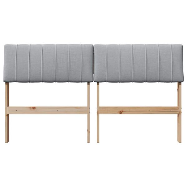 vidaXL Gepolstertes Kopfteil Hellgrau 135 cm Massives Kiefernholz