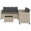 vidaXL Gartensofa in L-Form mit Tisch und Kissen Hellgrau Poly Rattan