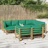 vidaXL 10-tlg. Garten-Lounge-Set mit Gr&uuml;nen Kissen Bambus