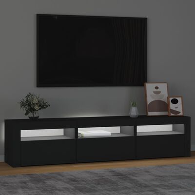 vidaXL TV-Schrank mit LED-Leuchten Schwarz 180x35x40 cm