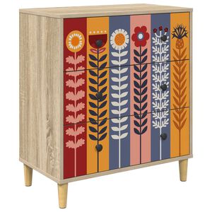 vidaXL Kommode ESSEN Sonnenblumenmuster 66 x 36,5 x 75 cm Sonoma