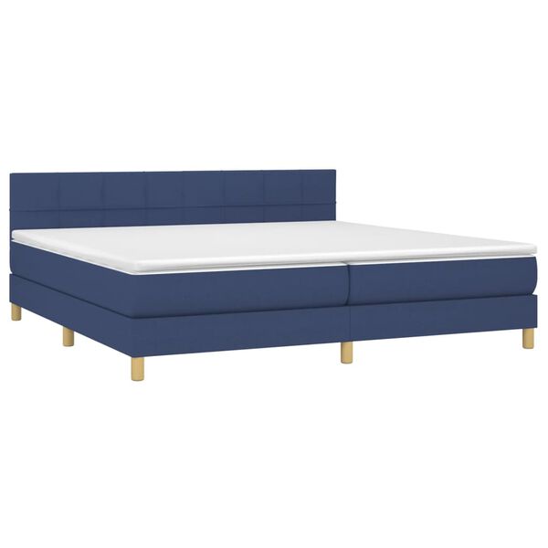 vidaXL Boxspringbett mit Matratze & LED Blau 200x200 cm Stoff
