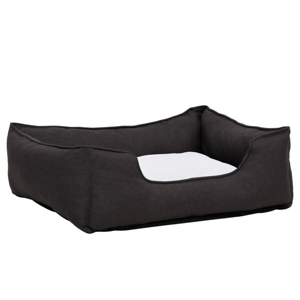 vidaXL Hundebett Dunkelgrau-Wei&szlig; 85,5x70x23 cm Fleece Leinenoptik