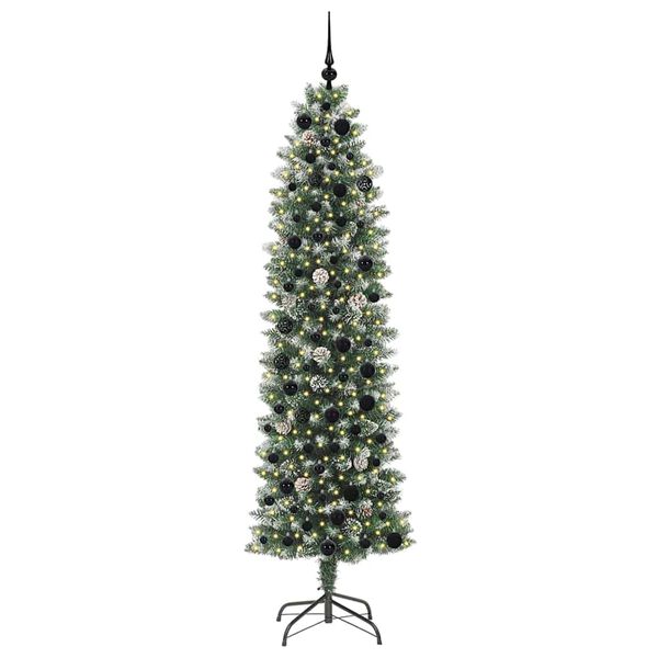 vidaXL K&uuml;nstlicher schlanker Weihnachtsbaum Gr&uuml;n und Wei&szlig; 210 cm