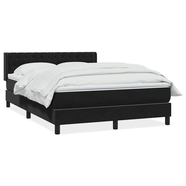 vidaXL Boxspringbett mit Matratze Schwarz 160x220 cm Samt