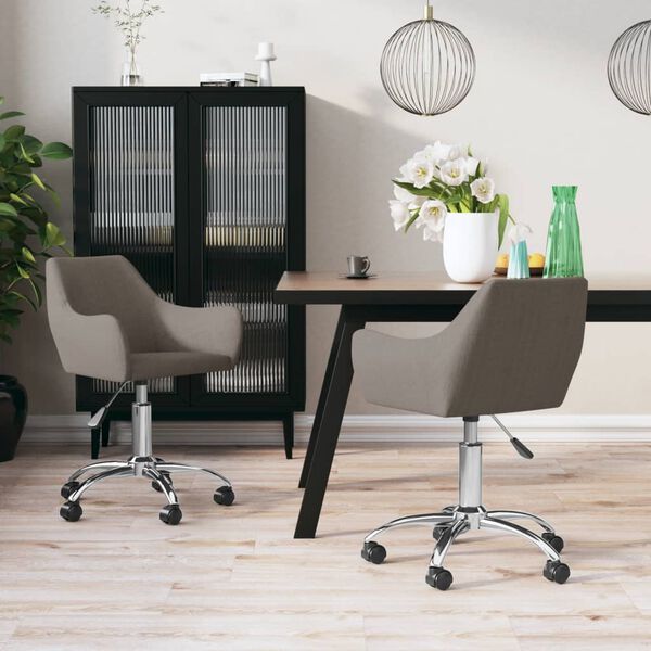 vidaXL Esszimmerst&uuml;hle 2 Stk. Drehbar Taupe Stoff