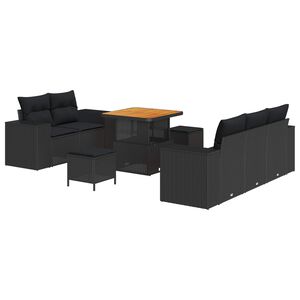 vidaXL Gartensofa-set mit Kissen 8 pcs Schwarz Poly-Rattan
