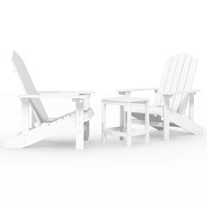 vidaXL Adirondack-Gartenst&uuml;hle mit Tisch HDPE Wei&szlig;