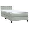vidaXL Boxspringbett mit Matratze Hellgrau 100x210 cm Samt