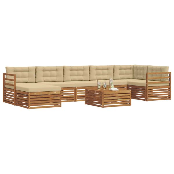 vidaXL Sofagarnituren 8 pcs Natur und Beige Massivholz Akazie