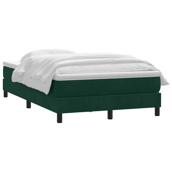 vidaXL Boxspringbett mit Matratze Dunkelgr&uuml;n 120x220 cm Samt