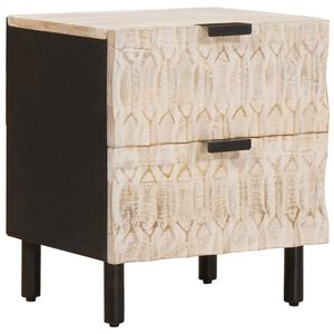 vidaXL Nachttisch mit Schubladen Wei&szlig; 40 x 33 x 46 cm Massivholz Mango