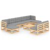 vidaXL 10-tlg. Garten-Lounge-Set mit Kissen Massivholz Kiefer