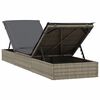 vidaXL Sonnenliege 1 Stk. mit Auflage Grau 201x55x62 cm Poly Rattan