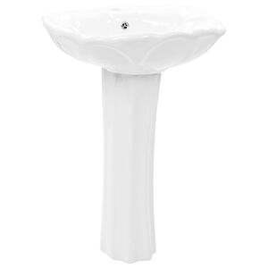 vidaXL Freistehendes Waschbecken mit S&auml;ule Keramik Wei&szlig; 580x510x200 mm