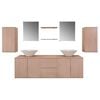 vidaXL 9-tlg. Badm&ouml;bel und Waschbecken Set Beige